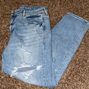 Distressed light blue mom jeans